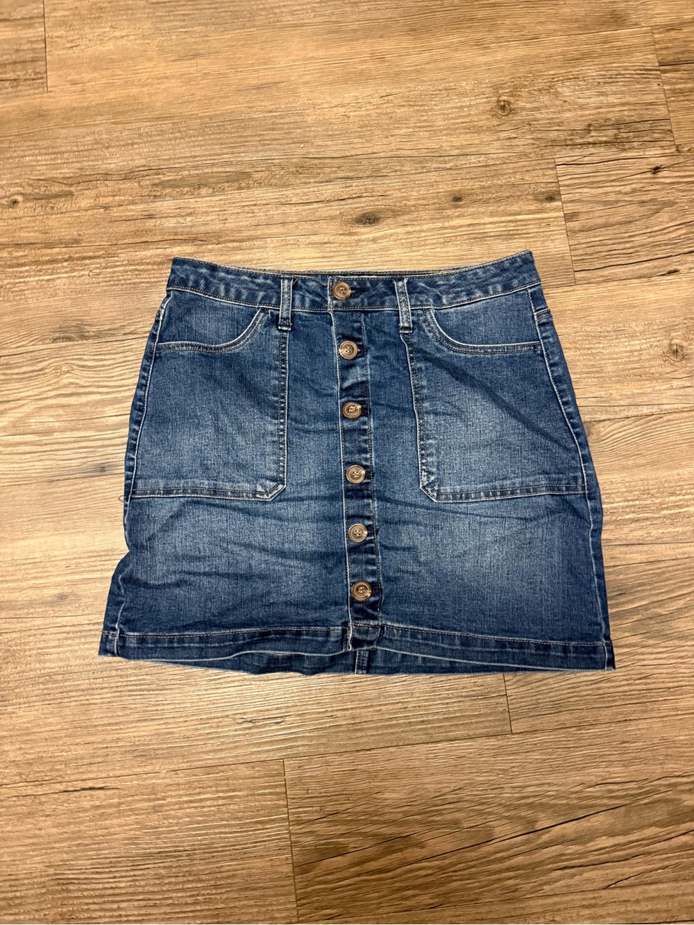 Kensie Button-Front Denim Mini Skirt - Blue